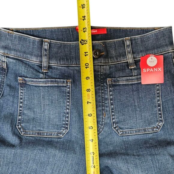 SPANX Shape Authentic 360 Jeans Women's Size S Tall Wide Leg Patch Pockets - Picture 4 of 8
